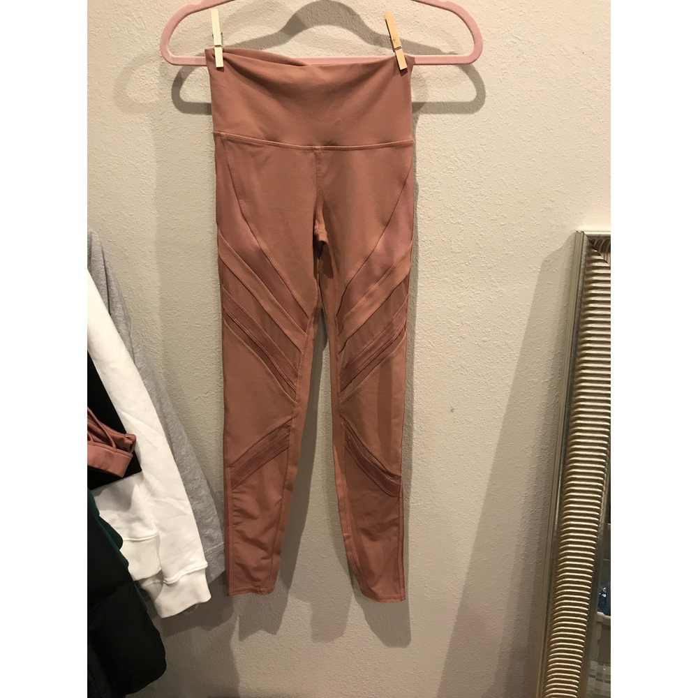 Alo Yoga High Waist Mesh Panel Leggings Rose Mauve XS RN87370
